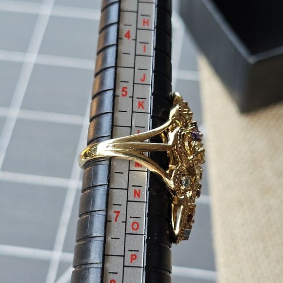 FELICIA DESIGNS FD Gold Technibond Multi Gemstone Filigree 925 Ring 6 - Picture 9 of 10